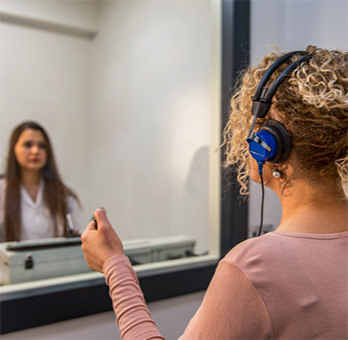 Hearing test at a hearing aid center in Shreveport, LA
